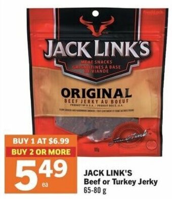 IGA JACK LINK'S Beef or Turkey Jerky 65-80 g offer