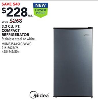 Lowe's Midea 3.3 cu. ft. compact refrigerator offer