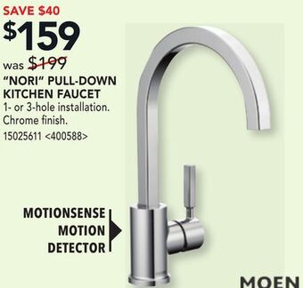 Lowe's Moen nori pull-down kitchen faucets offer