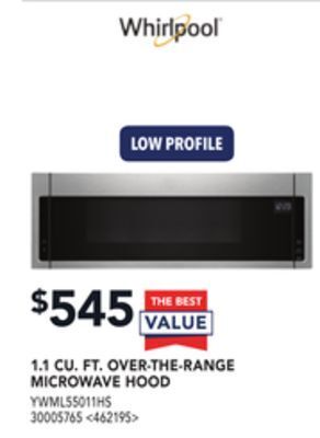 Lowe's Whirlpool 1.1 cu. ft. over-the-range microwave hood offer