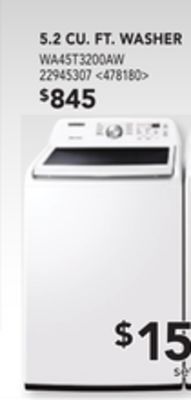 Lowe's Samsung 5.2 cu. ft. washer offer