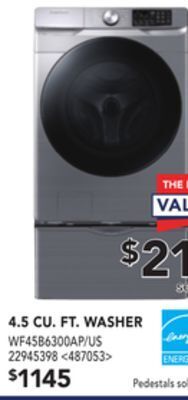 Lowe's Samsung 4.5 cu. ft. washer offer