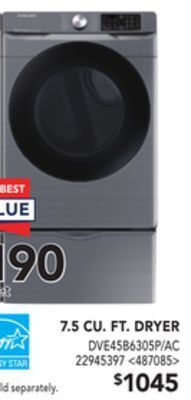Lowe's Samsung 7.5 cu. ft. dryer offer