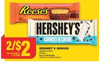 No Frills Hershey's singles, 42-58 g offer