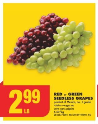 No Frills Red or green seedless grapes offer