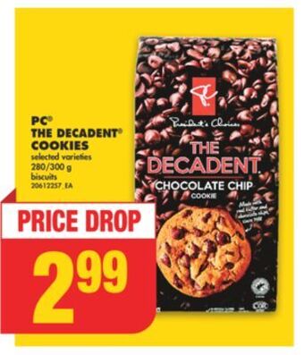 No Frills Pc® the decadent® cookies, 280/300 g offer