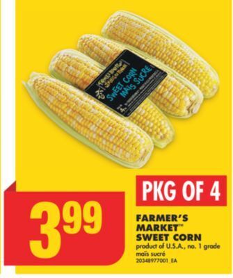 No Frills Farmer's market™ sweet corn, pkg of 4 offer