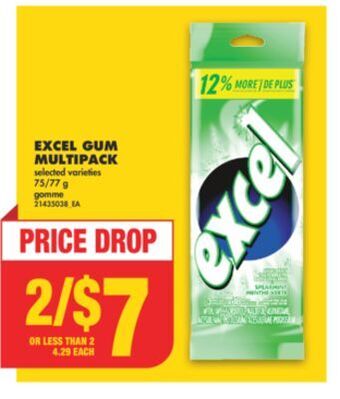 No Frills Excel gum multipack, 75/77 g offer