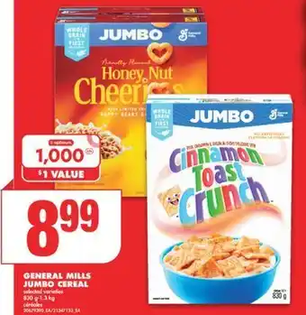 No Frills General mills jumbo cereal, 830 g-1.3 kg offer