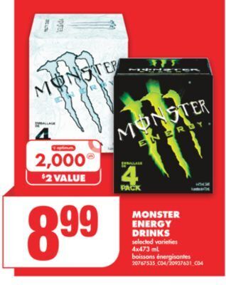 No Frills Monster energy drinks, 4x473 ml offer