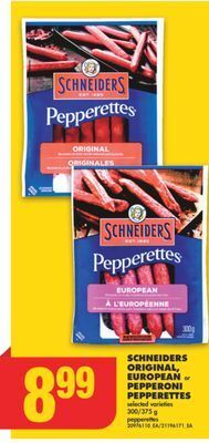 No Frills Schneiders original, european or pepperoni pepperettes, 300/375 g offer
