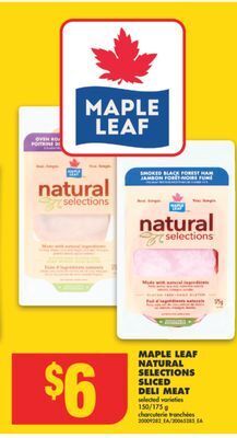 No Frills Maple leaf natural selections sliced deli meat, 150/175 g offer