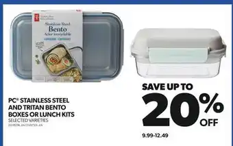Real Canadian Superstore Pc® stainless steel and tritan bento boxes or lunch kits offer