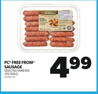 Real Canadian Superstore Pc® free from® sausage, 375/500 g offer