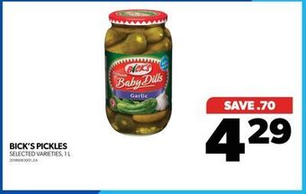 Real Canadian Superstore Bick's pickles, 1 l offer