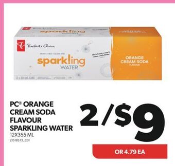 Real Canadian Superstore Pc® orange cream soda flavour sparkling water 12x355 ml offer