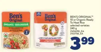 Real Canadian Superstore Ben's original™ 10 or organic ready to heat rice, 240 g offer