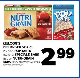 Real Canadian Superstore Kellogg's rice krispies bars, 176/198 g, pop tarts, 140/384 g, special k bars, 125 g or nutri-grain, bars 295 g offer