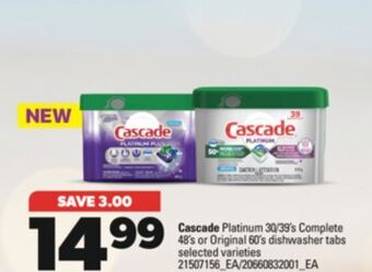 Real Canadian Superstore Cascade platinum 30/39's complete 48's or original 60's dishwasher tabs offer
