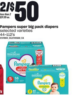 Independent Grocer Pampers super big pack diapers, 44-112's offer