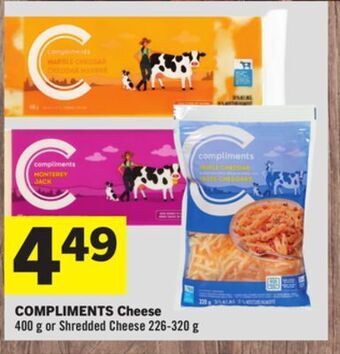 Foodland Compliments cheese 400 g or shredded cheese 226-320 g offer