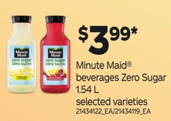Independent Grocer Minute maid® beverages zero sugar, 1.54 l offer