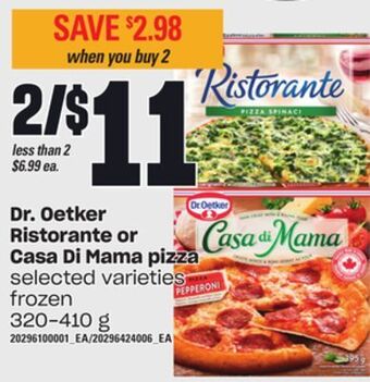 Independent Grocer Dr. oetker ristorante or casa di mama pizza, 320-410 g offer