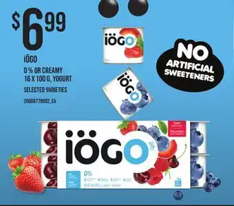 Independent Grocer Iögo 0 % or creamy, 16 x 100 g, yogurt offer