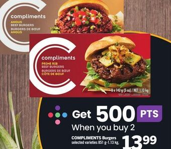 Foodland Compliments burgers selected varieties 851 g-1.13 kg offer