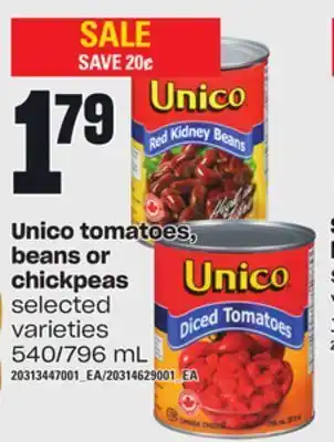 Independent Grocer Unico tomatoes, beans or chickpeas, 540/796 ml offer