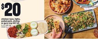 Independent Grocer Chicken taco, fajita, pulled pork, shrimp or gyro tray diy kit, 1.1-1.46 kg offer