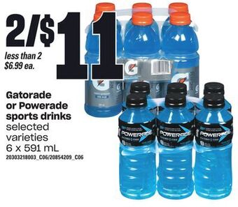 Independent Grocer Gatorade or powerade sports drinks, 6 x 591 ml offer