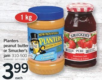 Fortinos Planters peanut butter or smucker's jam offer