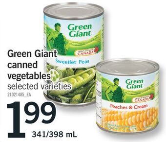 Fortinos Green giant canned vegetables 341 398 ml offer