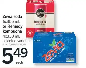 Fortinos Zevia soda 6x355 ml or remedy kombucha 4x330 ml offer