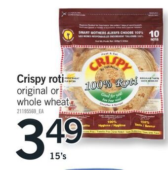 Fortinos Crispy roti, 15's offer