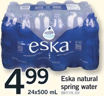Fortinos Eska natural spring water, 24x500 ml offer