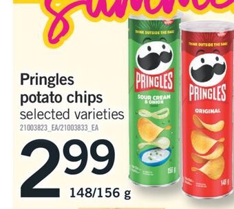 Fortinos Pringles potato chips 148 156 g offer