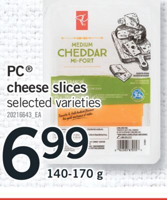 Fortinos Pc® cheese slices 140-170 g offer
