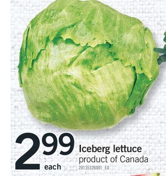 Fortinos Iceberg lettuce offer