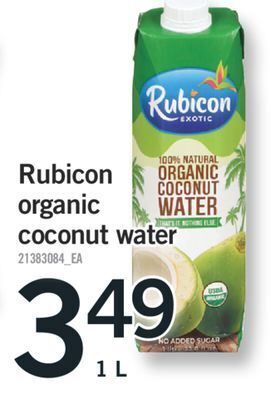 Fortinos Rubicon organic coconut water, 1 l offer