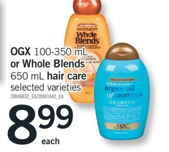 Fortinos Ogx 100 - 350 ml or whole blends 650 ml hair care offer