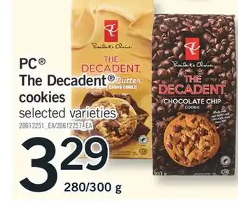 Fortinos Pc® the decadent the decadent® cookies, 280/300 g offer