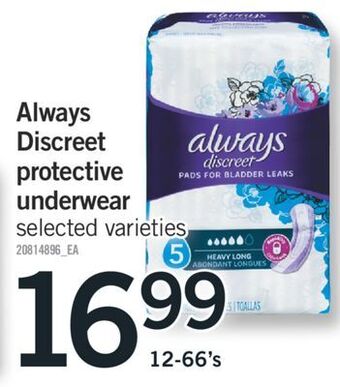 Fortinos Always discreet protective underwear, 12-66's offer