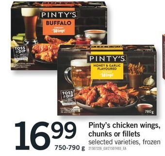 Fortinos Pinty's chicken wings, chunks or fillets, 750-790 g offer