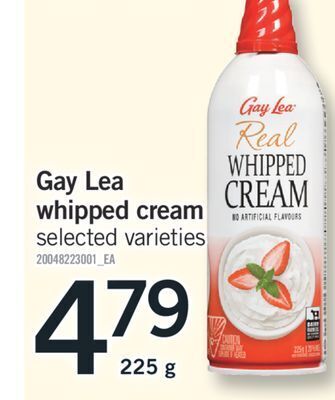 Fortinos Gay lea whipped cream, 225 g offer