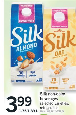 Fortinos Silk non-dairy beverages, 1.75/1.89 l offer