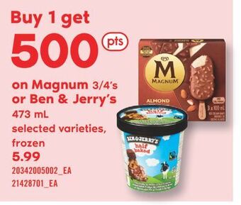 Fortinos Magnum 3/4' s or ben & jerry's 473 ml offer