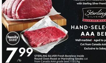 Sobeys Fresh boneless inside round oven roast or marinating steaks offer
