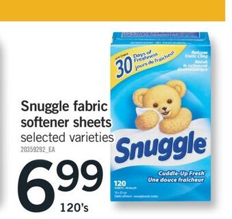 Fortinos Snuggle fabric softener sheets, 120's offer